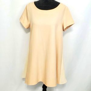 NWT! UMGEE Tan and Cream Sheer Panel High-Low Mini Dress Tunic (D349)